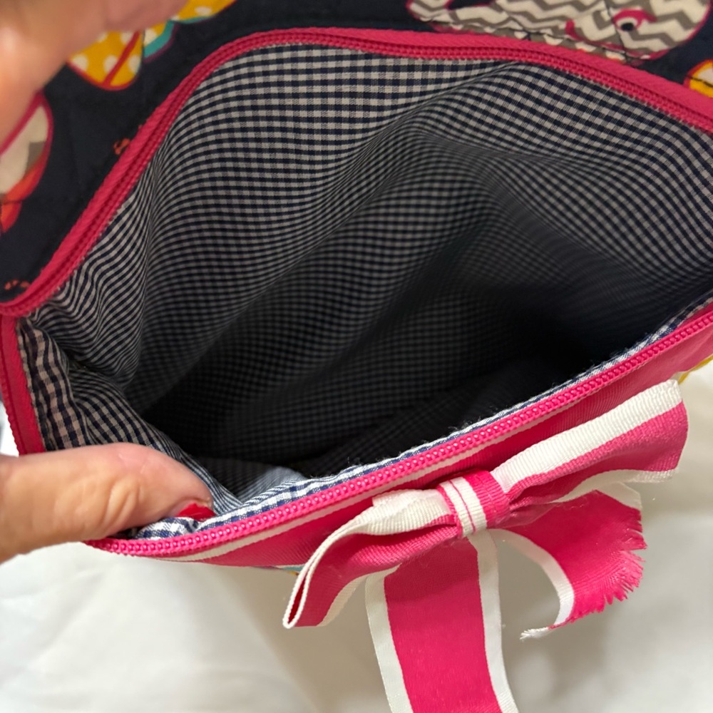 N.Gil Narwhal World quilted canvas backpack/diaper bag with whales and pink trim - Picture 7 of 13